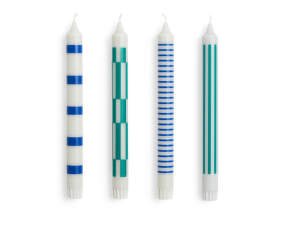 Sviečky Pattern Candle set 4ks, light grey/blue/green