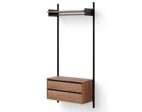 Policová zostava Wardrobe Shelf Cabinet w. Drawers 1, walnut/black