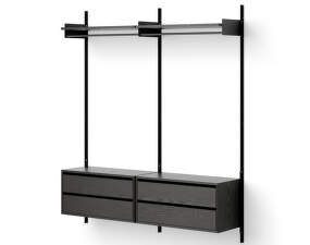 Policová zostava Wardrobe Shelf Cabinet w. Drawers, black ash/black