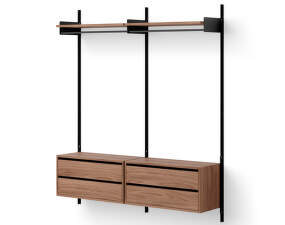 Policová zostava Wardrobe Shelf Cabinet w. Drawers, walnut/black