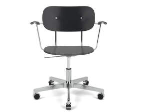 Kancelárska stolička Co Task Chair s podrúčkami, polished aluminium/black oak