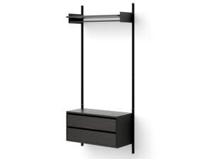 Policová zostava Wardrobe Shelf Cabinet w. Drawers 1, black ash/black