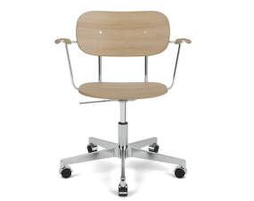 Kancelárska stolička Co Task Chair s podrúčkami, polished aluminium/natural oak