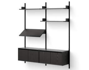 Policová zostava Living Shelf Cabinets Low w. Doors, black ash/black