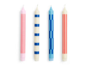 Sviečky Pattern Candle set 4ks, pink/red/blue