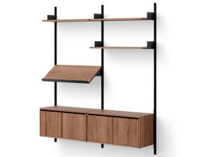 Policová zostava Living Shelf Cabinets Low w. Doors, walnut/black