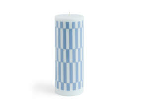 Sviečka Column Candle Large, light blue and dusty blue check