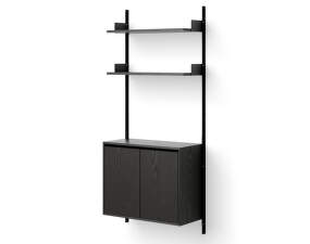 Policová zostava Wall Shelf 1900 Cabinet Tall w. Doors, black ash/black