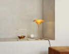 Stolná lampa PH 3/2, aged brass/yellow glass