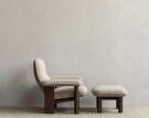 Kreslo Brasilia Lounge Chair, Bouclé 02/dark stained oak