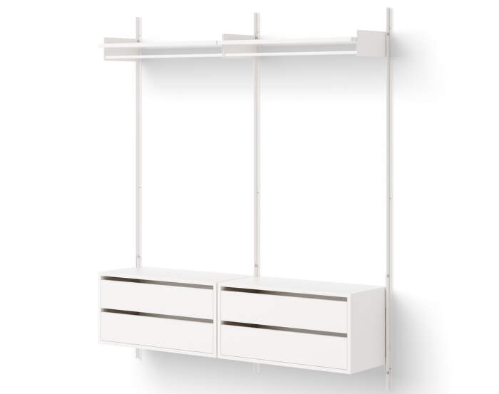 Policová zostava Wardrobe Shelf Cabinet w. Drawers, white/white