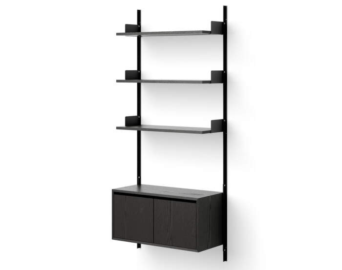 Policová zostava Wall Shelf 1900 Cabinet Low w. Doors, black ash/black