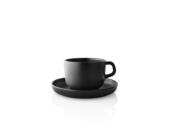 Hrnček s podšálkou Nordic Kitchen Cup 20 cl with Saucer 4ks, black