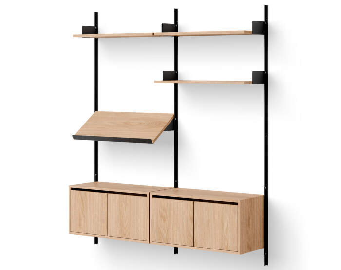 Policová zostava Living Shelf Cabinets Low w. Doors, oak/black