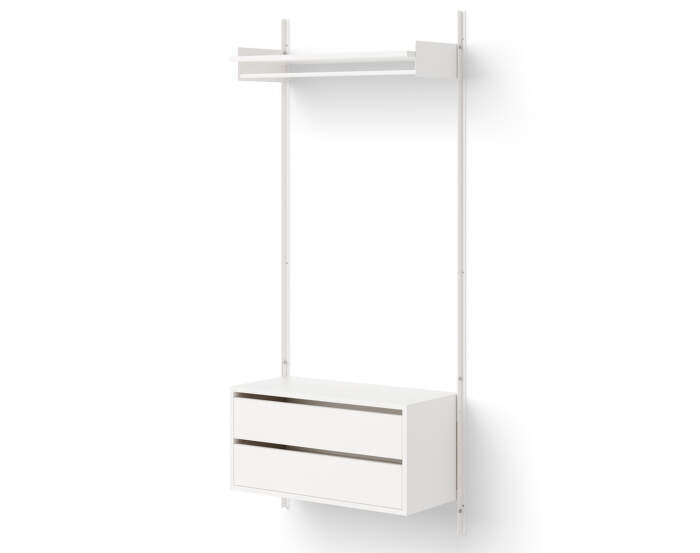 Policová zostava Wardrobe Shelf Cabinet w. Drawers 1, white/white