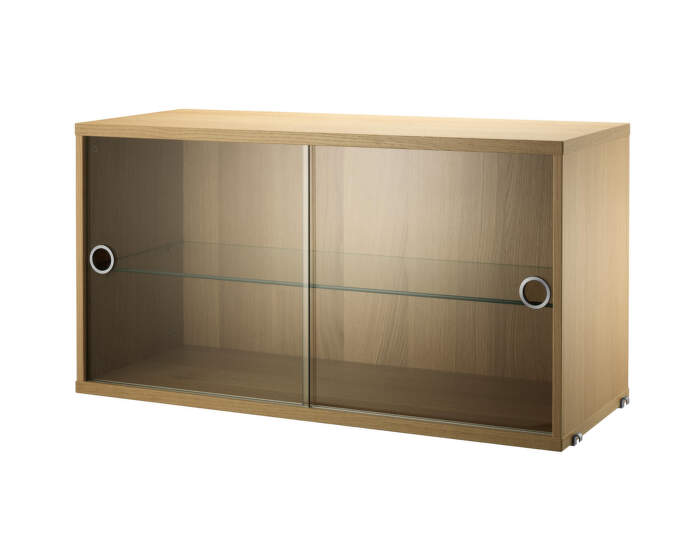 Skrinka Display Cabinet with Sliding Doors, oak