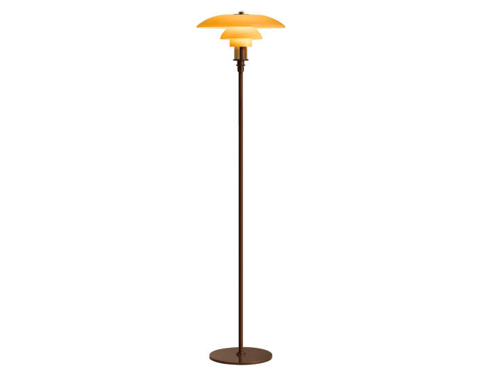 Stojacia lampa PH 3½-2½, aged brass/yellow glass