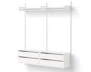 Policová zostava Wardrobe Shelf Cabinet w. Drawers, white/white