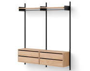 Policová zostava Wardrobe Shelf Cabinet w. Drawers, oak/black