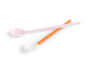 Sklenené lyžičky Glass Spoons Duo set 2ks, light pink and bright orange