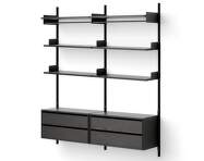 Policová zostava Wardrobe Shelf 2 Cabinets w. Drawers, black ash/black