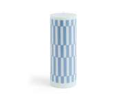 Sviečka Column Candle Large, light blue and dusty blue check